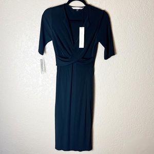 Diane Von Furstenberg black crossover front midi pullover dress